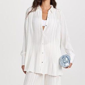 NWT ROCOCO SAND Women's Bree Button Ruffle White Shirt M